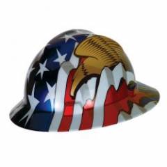 Msa V-guard Full Brim Hard Hat - American Flag W/two Eagles